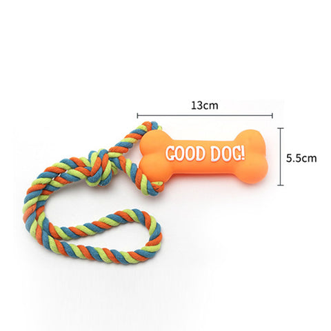 Cotton Rope Squeaky Dog Bone Toy