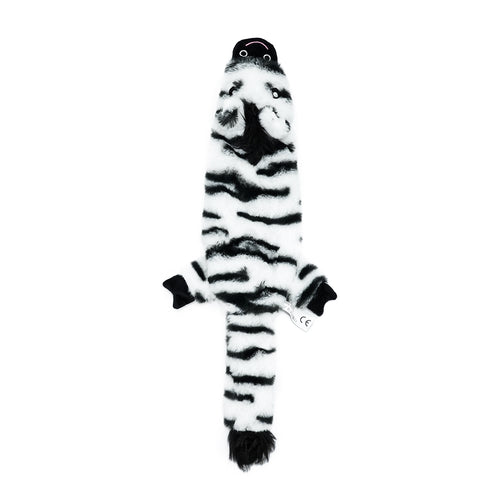 Plush Non-Stuffed Animal Skin Shell Squeaky Pet Toy（Zebra）