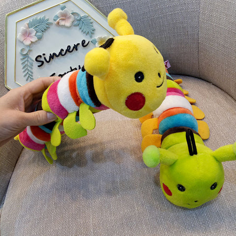 Fuzzy caterpillar squeaky pet toy