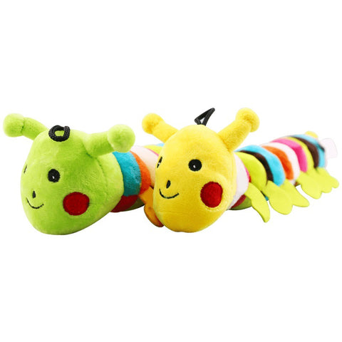 Fuzzy caterpillar squeaky pet toy